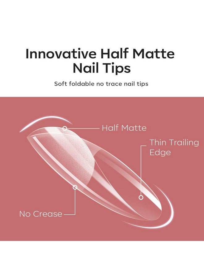 Modelones Short Oval Round Nail Tips - 500Pcs Soft Fake Nails Tips Gel Pre-shaped Half Matte Full Cover No Filed False Extension Manicure Salon DIY at Home 10 Sizes - Image 2