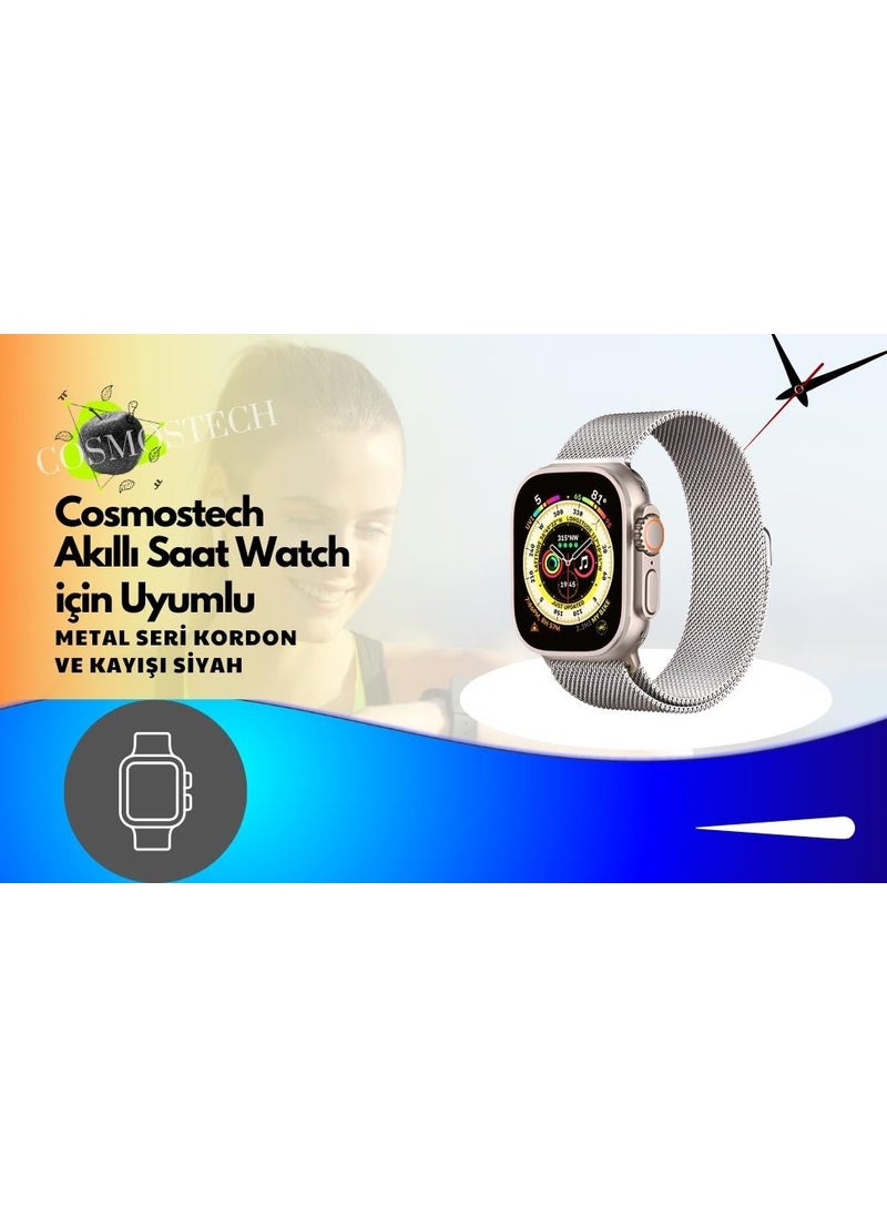 Cosmostech - Compatible for Smart Watch Watch 42,44,45,49MM, 1/2/3/4/5/6/se/7/8/Ultra Metal Series Strap and Belt Navy Blue - Image 1