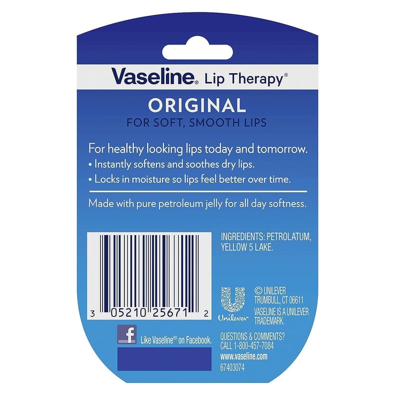 Vaseline Lip Therapy 4-Pack – Mini Lip Balm for Healing Dry Lips, Travel-Size Petroleum Jelly Lip Care, 0.25 Oz Each - Image 3