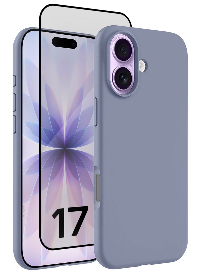 CATANES 2 Packs Silicone Protective Phone Case for iPhone 17 - Soft Anti-Scratch Microfiber Lining Ultra Slim Drop Protection Phone Cover with 3D Screen Protector - Pastel Purple - Image 1