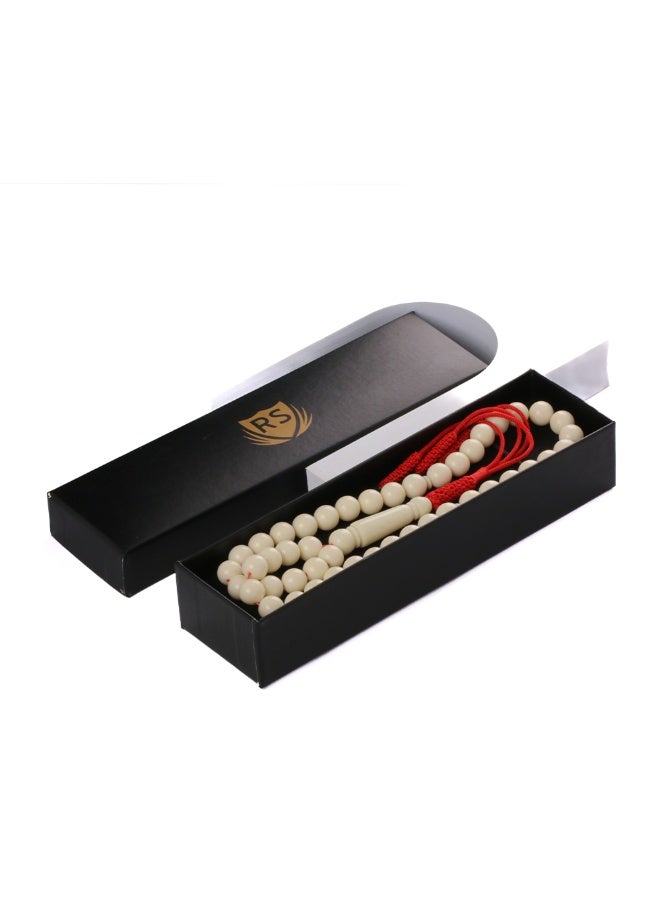 RS White bakelite rosary 45 red karkusha - Image 1