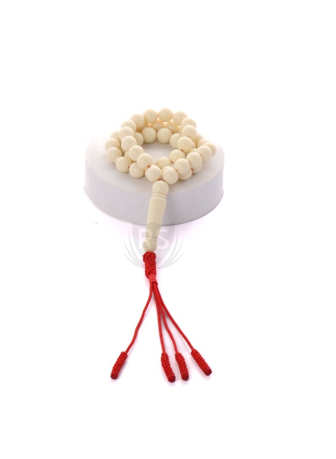 RS White bakelite rosary 45 red karkusha - Image 2