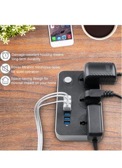 ELTRAZONE Power Strip with USB Ports，Universal Flat Plug，Power Socket with 6 Quick USB Port (5V 3.4A 17W) & 3 Outlets，6.5ft Heavy Duty Extension Cord，Overload Surge Protection，MAX 10A / 220V / 2500W  - Image 3