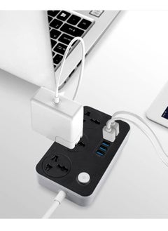 ELTRAZONE Power Strip with USB Ports，Universal Flat Plug，Power Socket with 6 Quick USB Port (5V 3.4A 17W) & 3 Outlets，6.5ft Heavy Duty Extension Cord，Overload Surge Protection，MAX 10A / 220V / 2500W  - Image 4