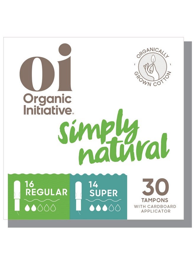 Oi Oi Organic Tampons | Regular/Super Absorbency | 100% Certified Organic Cotton, Unscented | Cardboard Applicator | Leak Free, Easy Grip | 1x14 Super Pack, 1x16 Regular Pack (30 Count) - Image 1