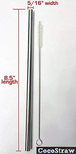CocoStraw 4 Stainless Steel Wide Smoothie Straws + Cleaning Brush + Citrus Peeler - CocoStraw Large Straight Frozen Drink Straw - Image 5