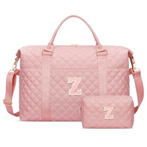 CLOUDWINGS Gifts for Teen Girl Initial Travel Duffle Bag Personalized Women Weekender Overnight Bags Gift for Daughter Kid Mom Friend College Girl Graduation TeacherPinkZ - Image 1