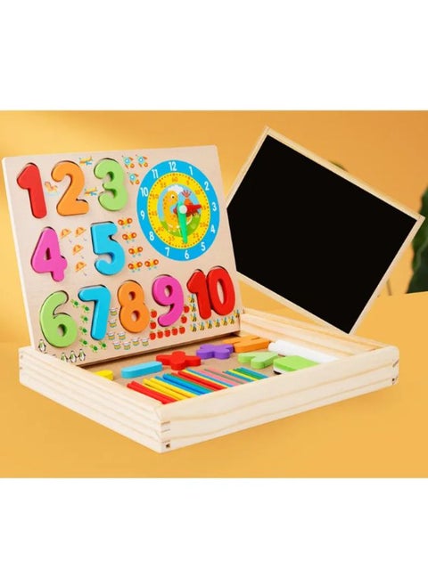 Blackboard Counting Stick Clock Wooden Counting Math Game Box DH362-23