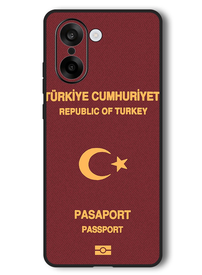 Theodor Case Compatible with OnePlus Nord CE 5 6.77 Inch Protection Shockproof Bumper Cover Turkey Passport - Image 1