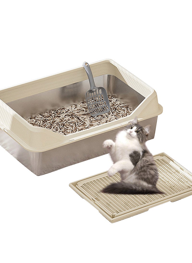 Kidle Stainless Steel Cat Litter Box Metal Cat Litter Box Extra Large Metal Litter Pan with Smooth Corners for Cat  - Image 1