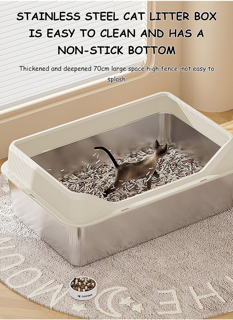 Kidle Stainless Steel Cat Litter Box Metal Cat Litter Box Extra Large Metal Litter Pan with Smooth Corners for Cat  - Image 5