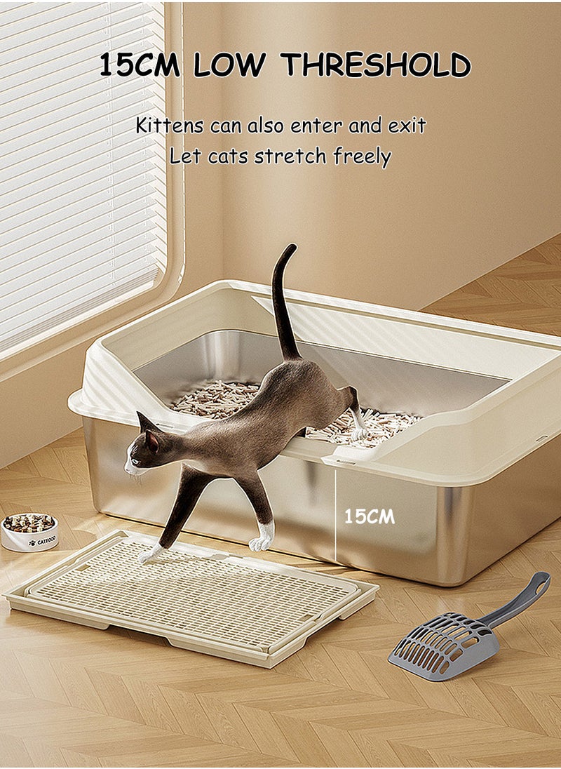 Kidle Stainless Steel Cat Litter Box Metal Cat Litter Box Extra Large Metal Litter Pan with Smooth Corners for Cat  - Image 2
