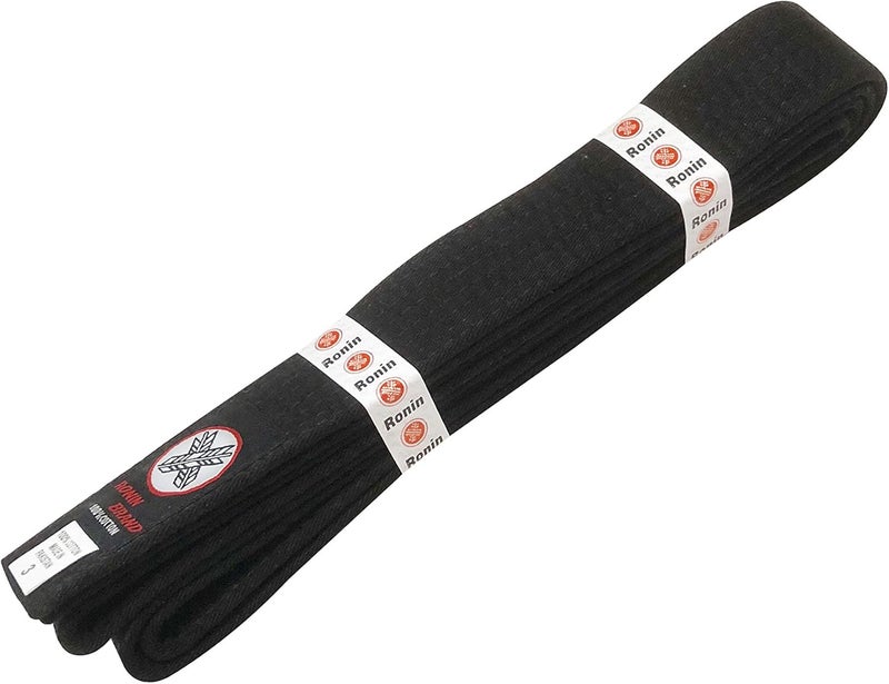 رونين Brand Martial Arts Uniform Solid Colored Rank Belt – Yellow, Green, Orange, Blue, Purple, Red, Brown, u0026 Black - Premium Quality (Black, 3) - Image 1