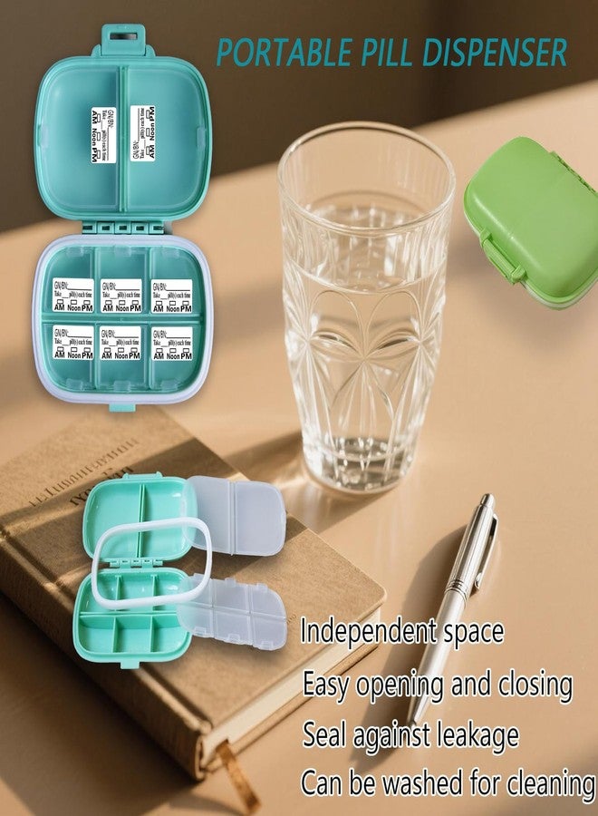 NCGDPZY 2-Pack 8-Compartment Travel Pill Organizer & Daily Pill Box | Leak-Proof Portable Medicine Container with 81 Replaceable Labels | Compact for Home, Office, Travel (Blue & Green) - Image 3