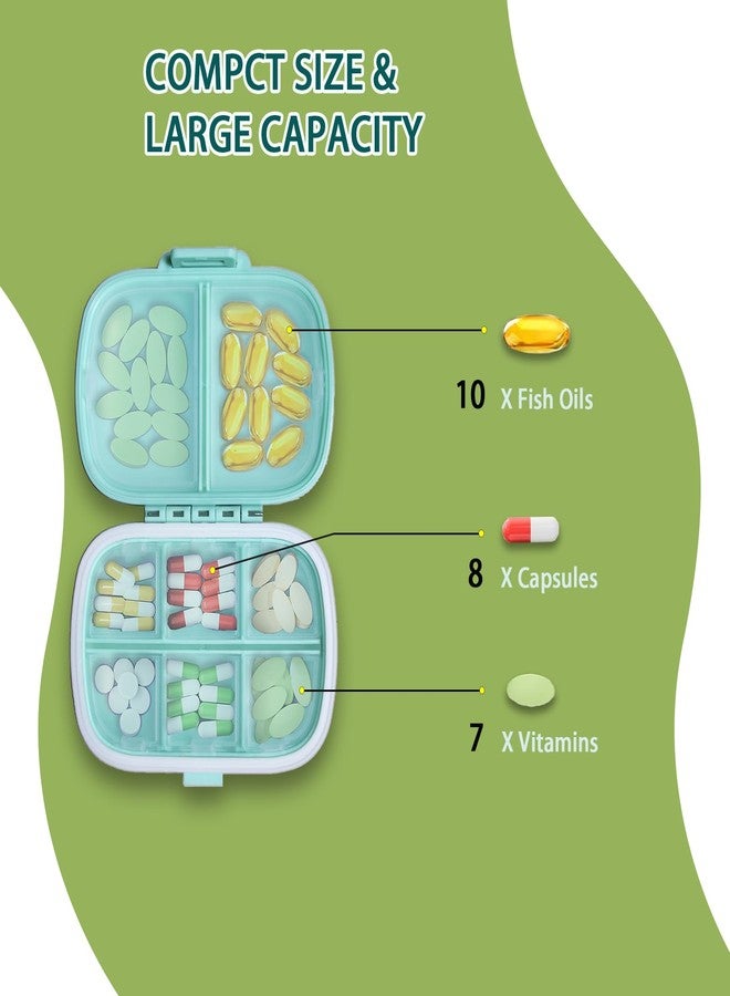 NCGDPZY 2-Pack 8-Compartment Travel Pill Organizer & Daily Pill Box | Leak-Proof Portable Medicine Container with 81 Replaceable Labels | Compact for Home, Office, Travel (Blue & Green) - Image 5