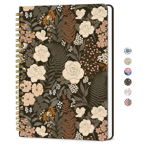 ZOTIA Lined Spiral Journal for Women, A5 Cute Hardcover College Ruled Notebook for Work, School & Note Taking, Aesthetic Writing Journal, 140 Pages (5.8" x 8.3"), Wild Rose - Image 1