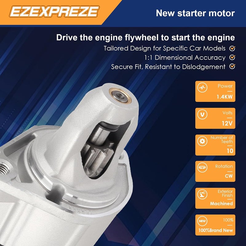 إكزيكسبريز موتور بدء تشغيل متوافق مع مرسيدس بنز 10-11 E350 C350 C300 SLK350 SLK300 ML350 GLK350، 07-12 GL450 GL550 SL550، 07-09 CL550 CLK550، 09-11 R350 G550، 006-151-37-01 006-151-37-01-80 410-24322 - Image 2