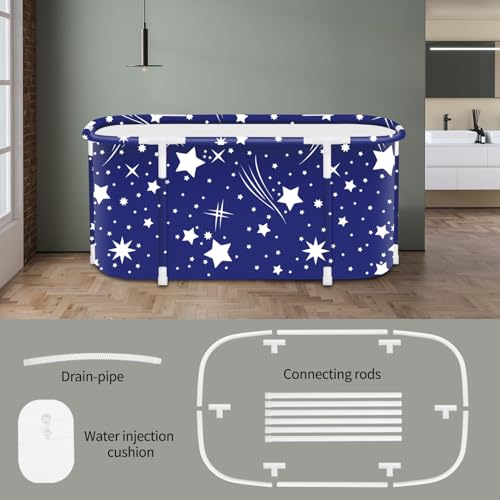 JSQBSECL Portable Foldable Bathtub,Foldable Soaking Bathtub for Adults, Freestanding Bathtubs, Hot Bath Tub, Ice Bath, Family Bathroom SPA Tub 47.2x19.7x21.7inch (Star) - Image 3