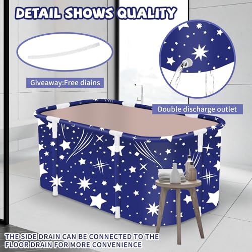 JSQBSECL Portable Foldable Bathtub,Foldable Soaking Bathtub for Adults, Freestanding Bathtubs, Hot Bath Tub, Ice Bath, Family Bathroom SPA Tub 47.2x19.7x21.7inch (Star) - Image 5