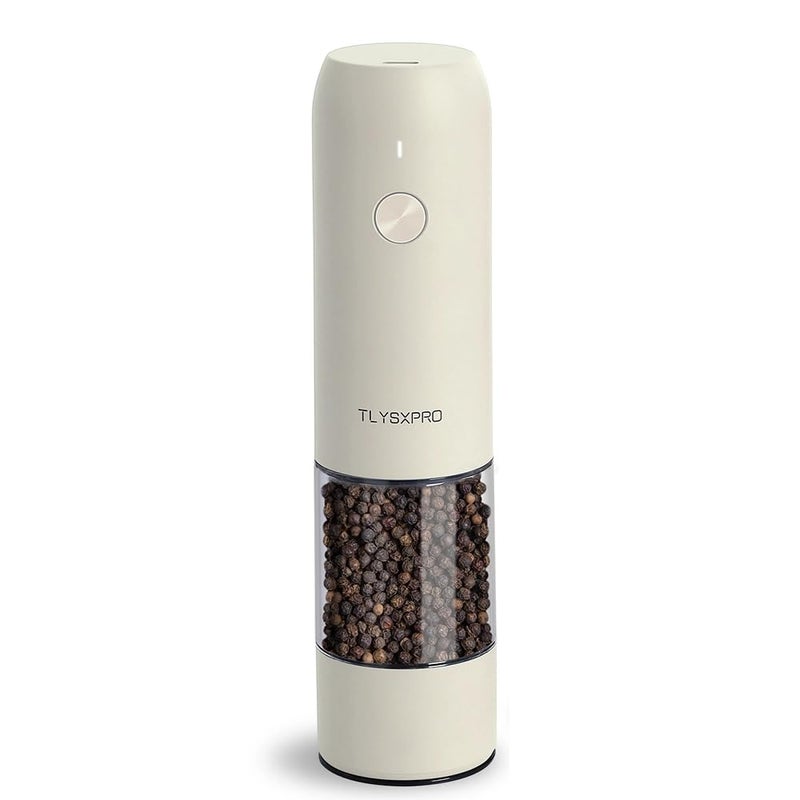 TLYSXPRO Electric Salt and Pepper Grinder USB Rechargeable Automatic Salt and Pepper Shaker Adjustable Coarseness Electric Pepper Mill LED Light Refillable Kitchen Gadget 1Pack Buttercream - Image 2