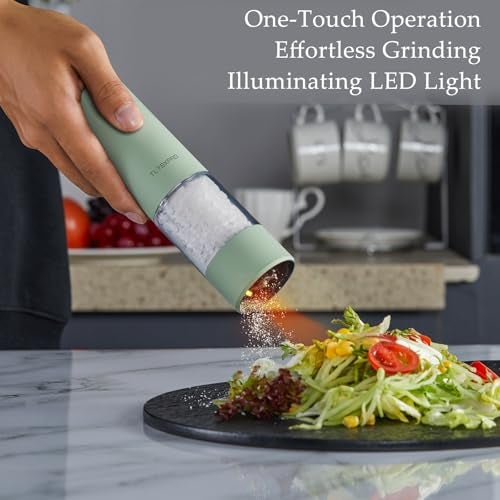 TLYSXPRO Electric Salt and Pepper Grinder USB Rechargeable Automatic Salt and Pepper Shaker Adjustable Coarseness Electric Pepper Mill LED Light Refillable Kitchen Gadget 1Pack Buttercream - Image 3