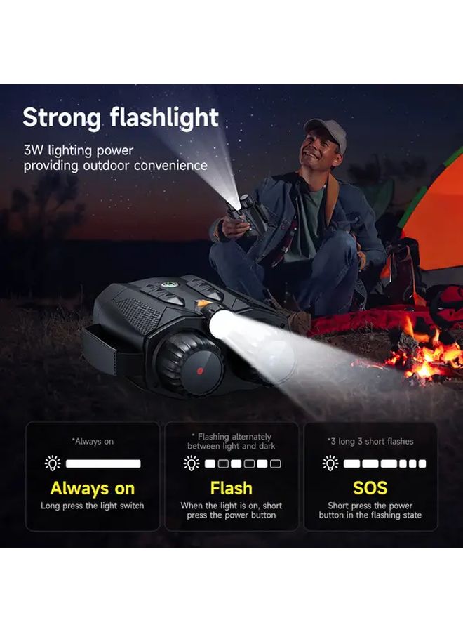 مناظير الرؤية الليلية باللون الأسود بدقة 4K HD، شاشة 3 بوصات، تكبير 10x، بالأشعة تحت الحمراء، قابلة للشحن عبر USB - Image 4