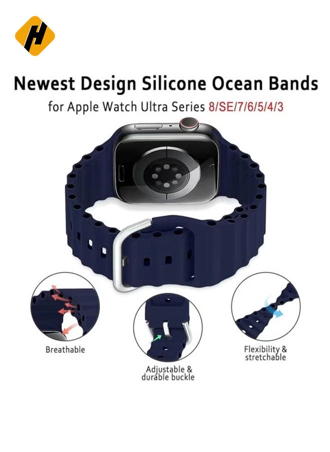 HuHa - "Ocean Band for Apple Watch – Breathable, Adjustable Soft Silicone Sport Band, Fits 49mm to 38mm, Compatible with iWatch Series Ultra, 8, 7, SE, 6, 5, 4, 3, 2, 1" - Image 1