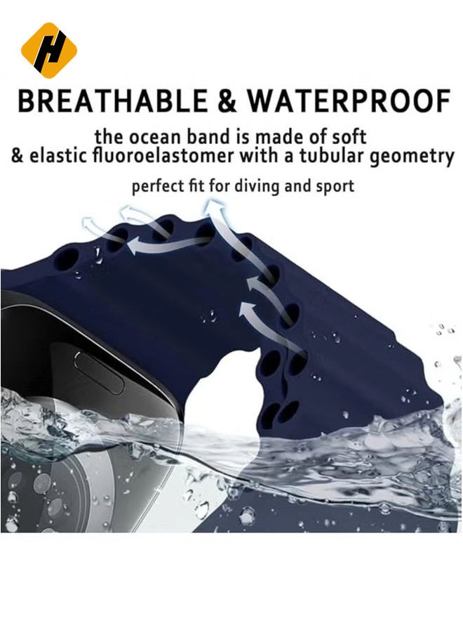 HuHa - "Ocean Band for Apple Watch – Breathable, Adjustable Soft Silicone Sport Band, Fits 49mm to 38mm, Compatible with iWatch Series Ultra, 8, 7, SE, 6, 5, 4, 3, 2, 1" - Image 1