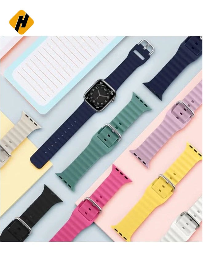 HuHa - "Ocean Band for Apple Watch – Breathable, Adjustable Soft Silicone Sport Band, Fits 49mm to 38mm, Compatible with iWatch Series Ultra, 8, 7, SE, 6, 5, 4, 3, 2, 1" - Image 1