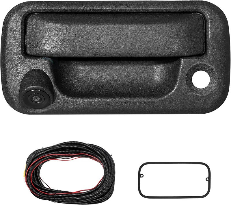 RED WOLF Tailgate Handle W/Reverse Backup Camera Replacement for 2004-2014 Ford F150, 2008-2016 F-250/F-350/F450/F550 Pickup Rear View Parking Camera RCA Connector Wide Angle Optional Guideline - Image 1