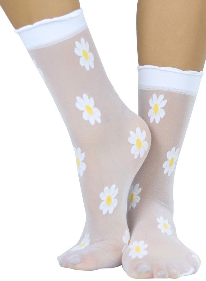 خلخال نسائي شفاف من ToBeInStyle بتصميم زهرة الأقحوان الربيعية - أبيض/أصفر - مقاس واحد - Image 1