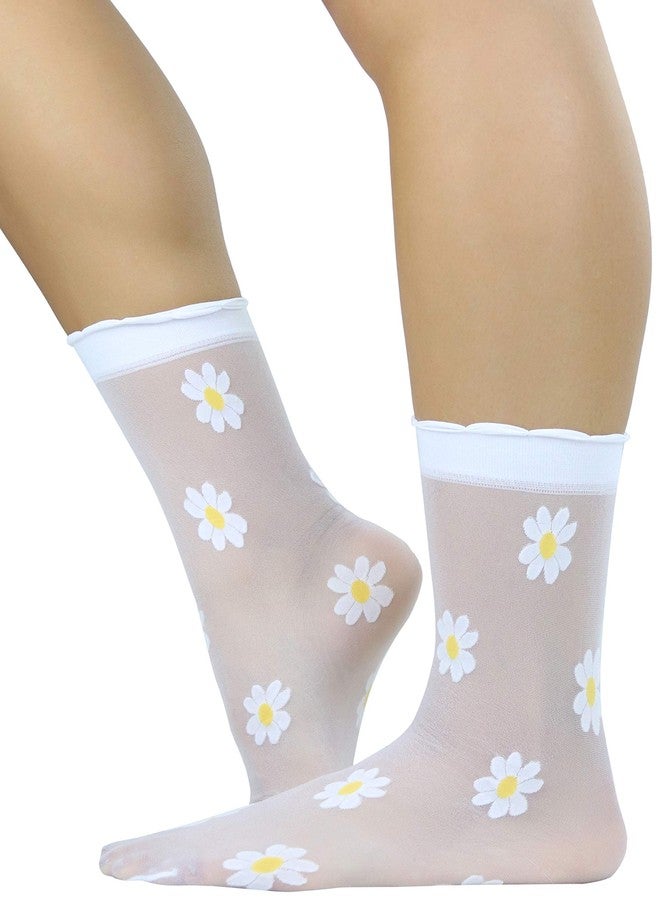 خلخال نسائي شفاف من ToBeInStyle بتصميم زهرة الأقحوان الربيعية - أبيض/أصفر - مقاس واحد - Image 3