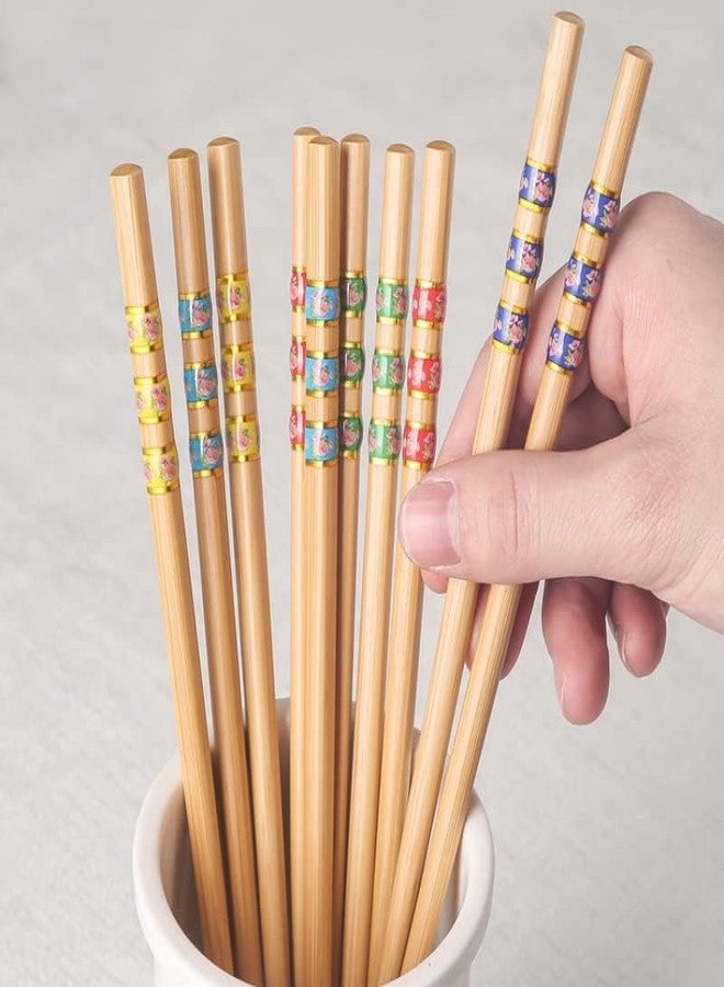 Iktu 5 Pairs Reusable Chopsticks Set - Natural Bamboo Japanese Chopsticks, Lightweight Easy to Use Chop Sticks for Sushi, Noodles and Other Asian Food - Image 5