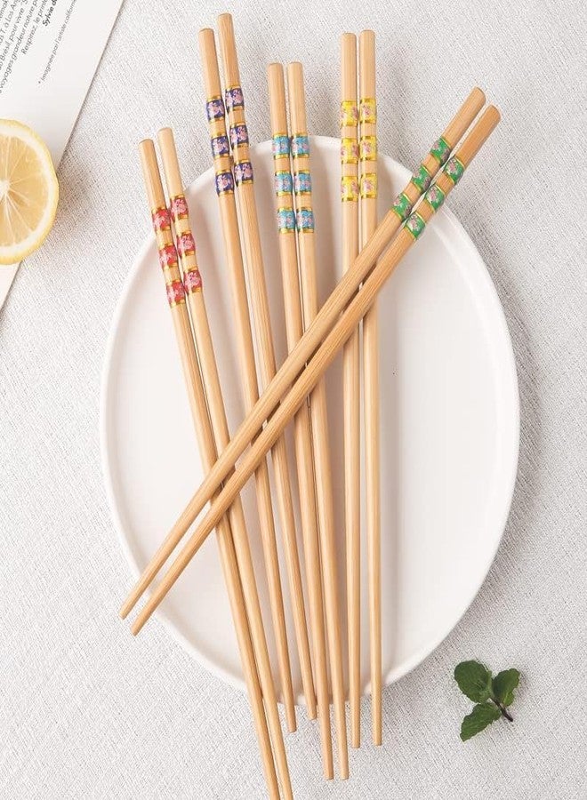 Iktu 5 Pairs Reusable Chopsticks Set - Natural Bamboo Japanese Chopsticks, Lightweight Easy to Use Chop Sticks for Sushi, Noodles and Other Asian Food - Image 3