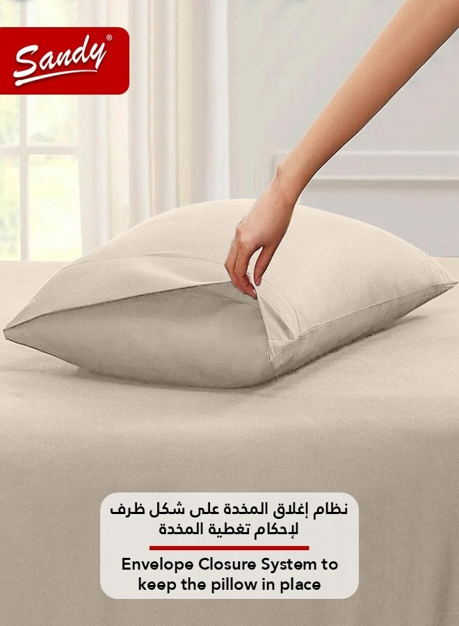 ساندي طقم شرشف سرير ساندي فاخر بجودة الفنادق مع غطاء وسادة، طقم من قطعتين، شديد النعومة وجيد التهوية وبارد, مقاس مفرد ونص 243 × 167 سم, موكا - Image 5