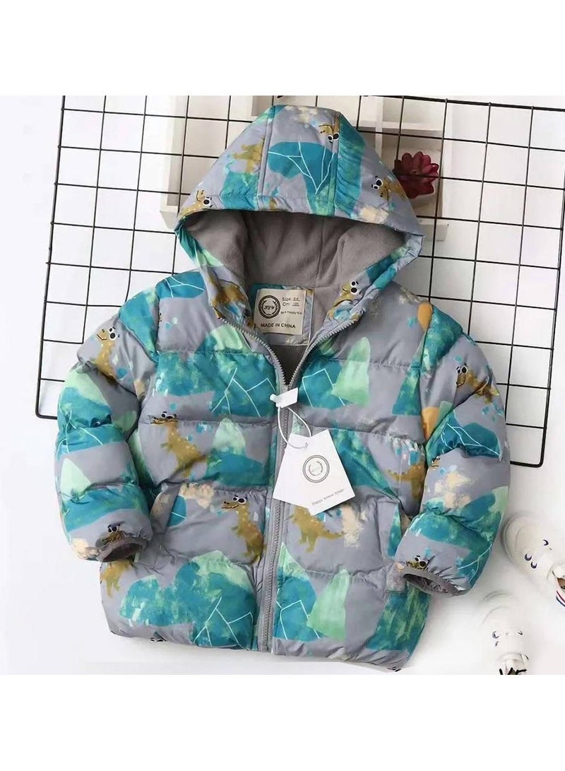 Kids Hoded Waterproof Jacket Lined With Faux Fur