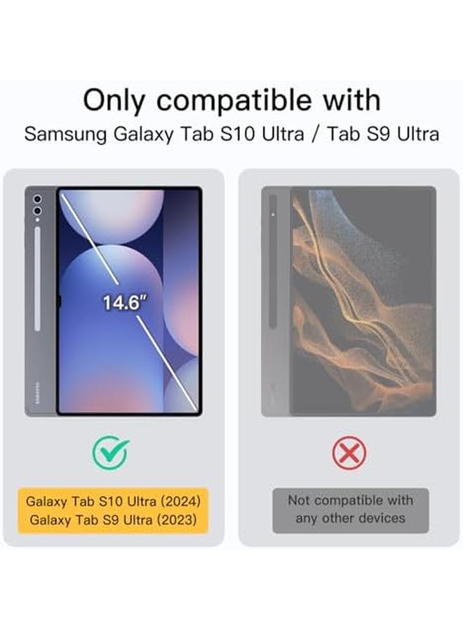 جي تيك حافظة لجهاز سامسونج جالكسي تاب S10 ألترا تاب S9 ألترا مقاس 14.6 بوصة مع حامل قلم S، شفاف وظهر من البولي كربونات مقاوم للصدمات مع حامل ثلاثي الطي مع خاصية الاستيقاظ التلقائي والنوم، أسود جرافيت - Image 2