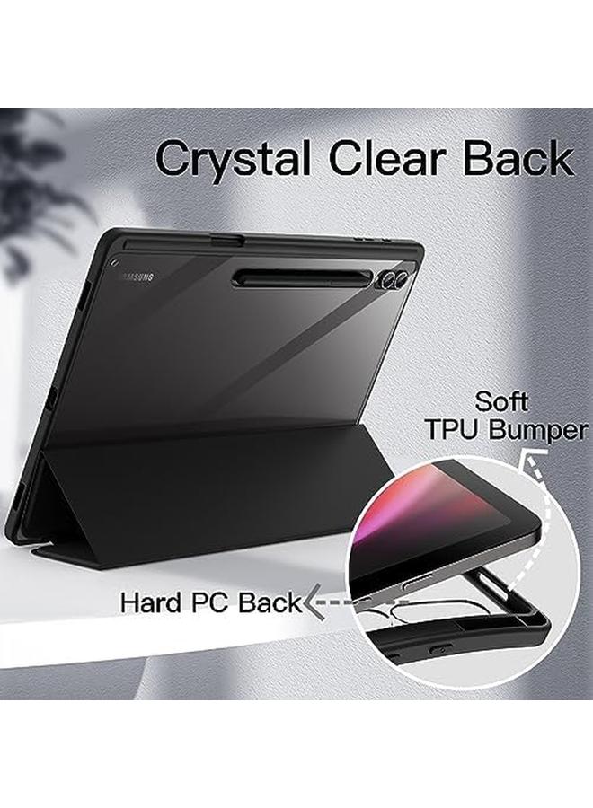 جي تيك حافظة لجهاز سامسونج جالكسي تاب S10 ألترا تاب S9 ألترا مقاس 14.6 بوصة مع حامل قلم S، شفاف وظهر من البولي كربونات مقاوم للصدمات مع حامل ثلاثي الطي مع خاصية الاستيقاظ التلقائي والنوم، أسود جرافيت - Image 3
