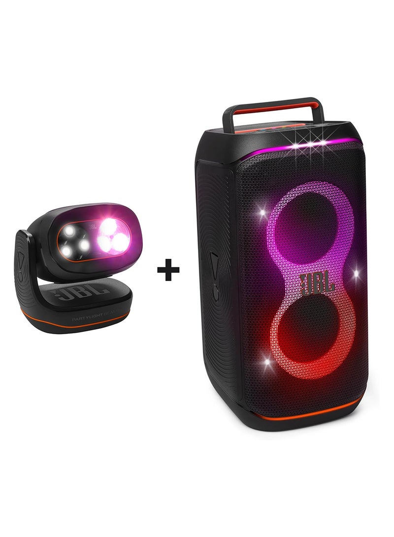 JBL Partylight Beam And Partybox Club 120 Portable Party Speaker Combo JBLPLBEAMEU+JBLPBCLUB120UK Black - Image 1