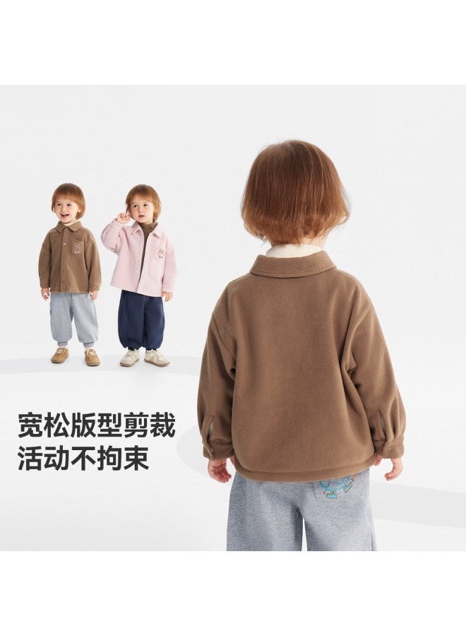 G Fleece Thermal] Baby Fleece Shirt Boys' Jacket Winter Kids' Warm Shirt Girls - Image 4