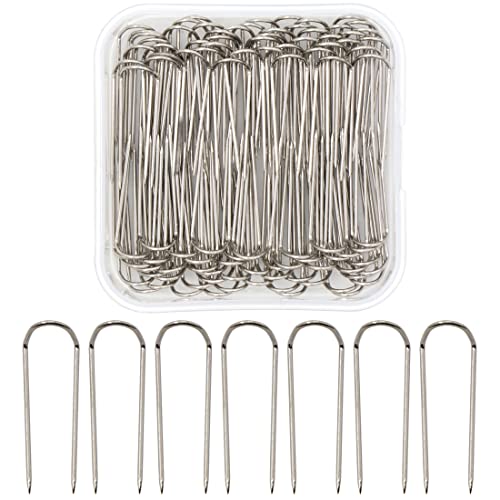 GMMA Sewing U Shaped Fork Pins for Fabric 100 Pcs Shadow Box Pins Multipurpose Stainless Steel Straight U-pins for Crafts Quilting Home Decor DIY Sewing Supplies - Image 1