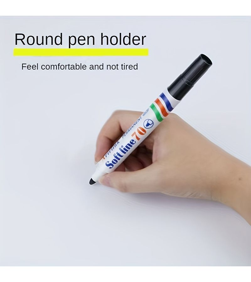 3 Pcs Black Waterproof Quick Dry Marker Pens Bold Tip For Office Carpentry Charting Logistics Red Blue Black - Image 4