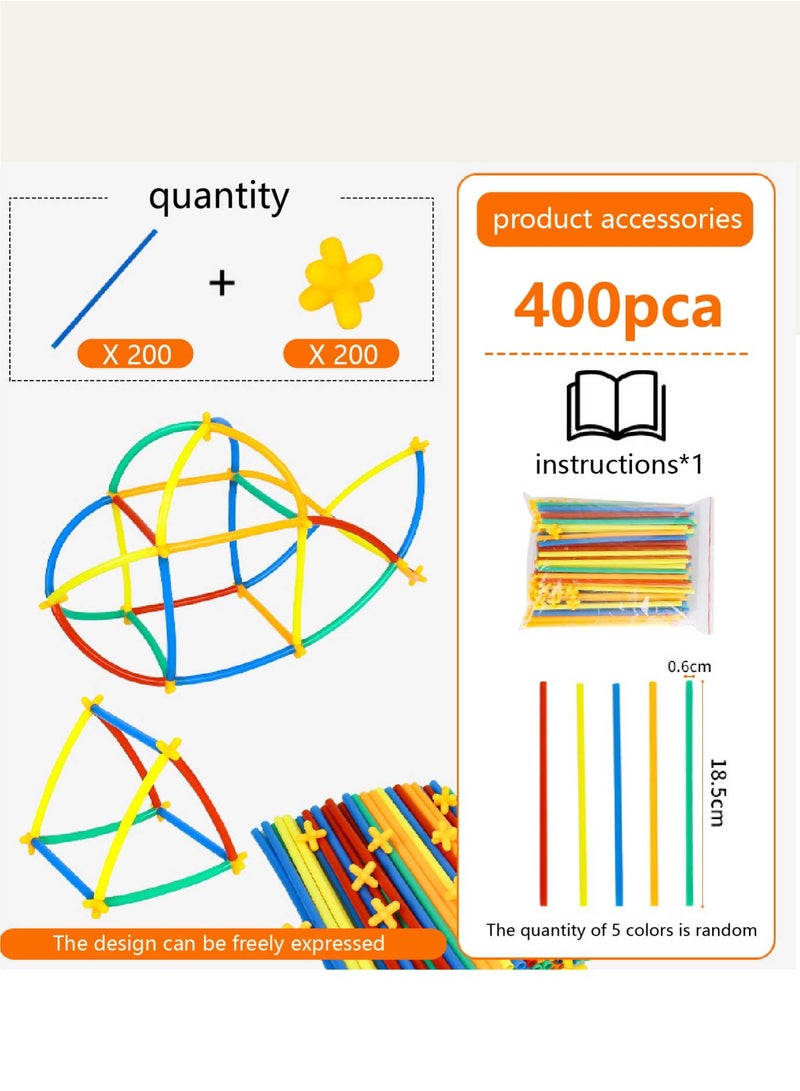 STEM Safe Plastic Straw Building Blocks for Kids - 400pcs Educational Toy Develops Logic, Creativity & Family Bonding (Non-Toxic, BPA Free) - Image 2