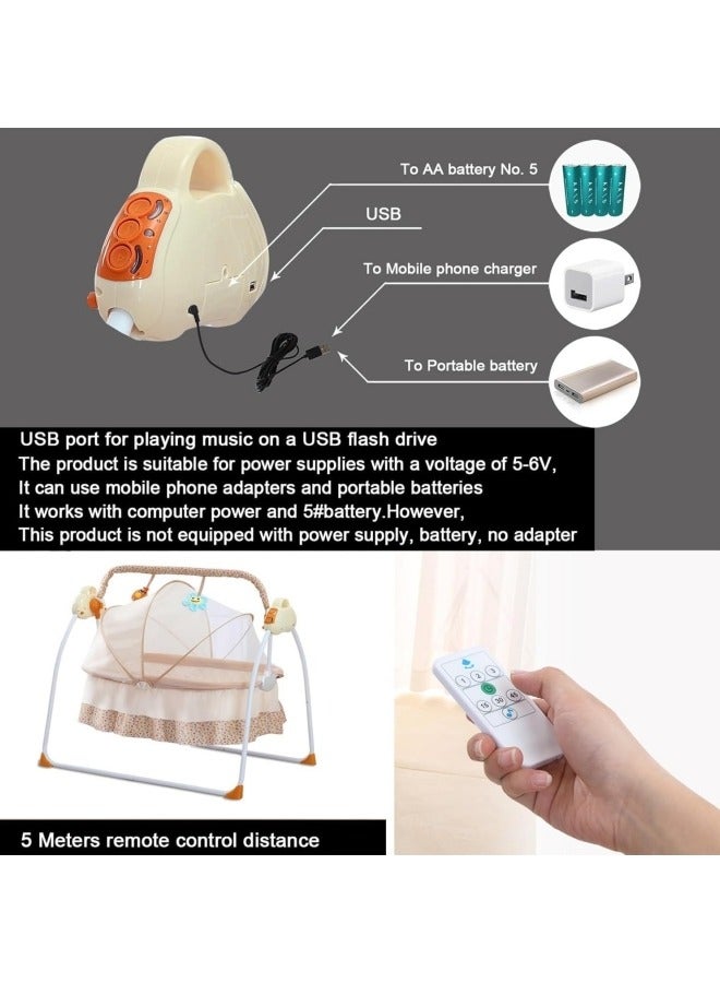 التغطية ارجوحة مهد للاطفال من ، ارجوحة محمولة قابلة للطي، مهد سرير كهربائي متارجح اوتوماتيكي، سرير موسيقي + بلوتوث، مناسبة لحديثي الولادة 0-24 شهر مع 5 سرعات للتأرجح - Image 4