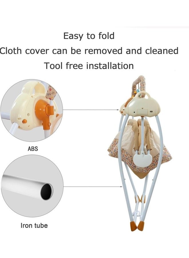 التغطية ارجوحة مهد للاطفال من ، ارجوحة محمولة قابلة للطي، مهد سرير كهربائي متارجح اوتوماتيكي، سرير موسيقي + بلوتوث، مناسبة لحديثي الولادة 0-24 شهر مع 5 سرعات للتأرجح - Image 5