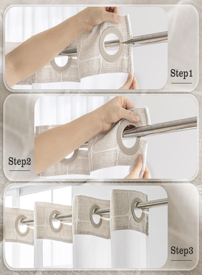 River Dream Farmhouse Linen Textured Shower Curtain with Snap-in Liner Set, No Hooks Needed, with Tassels for Rustic Bathroom Decor,with Window,with Magnets,Linen,71Wx74H - Image 2
