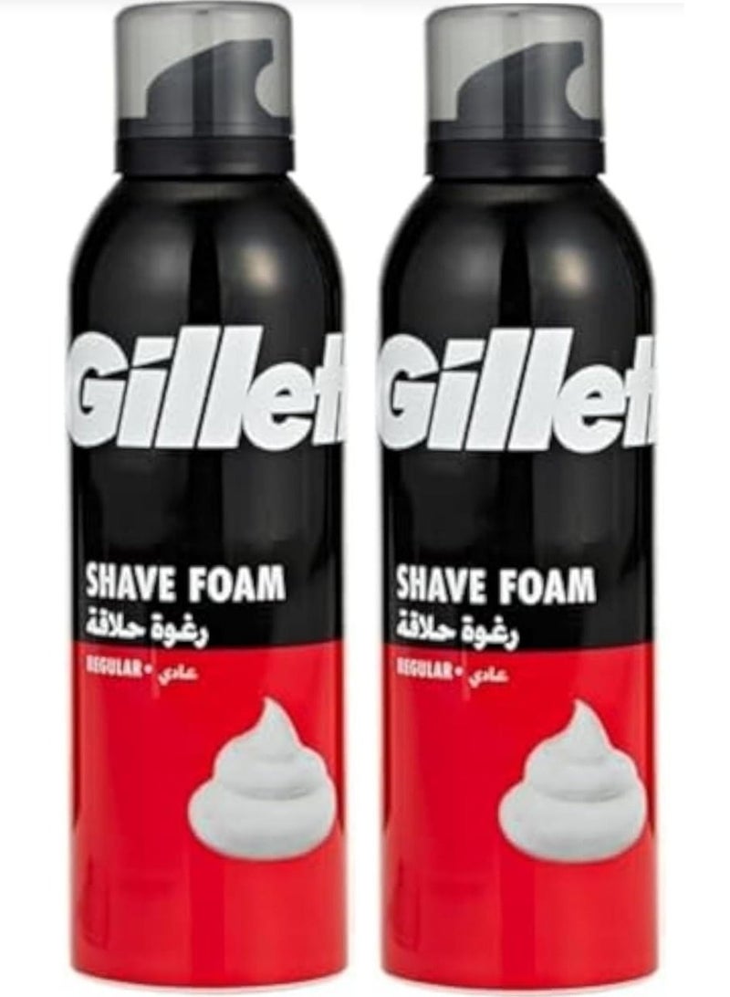 رغوة حلاقة عادية للرجال من جيليت، 200 مل قطعتين