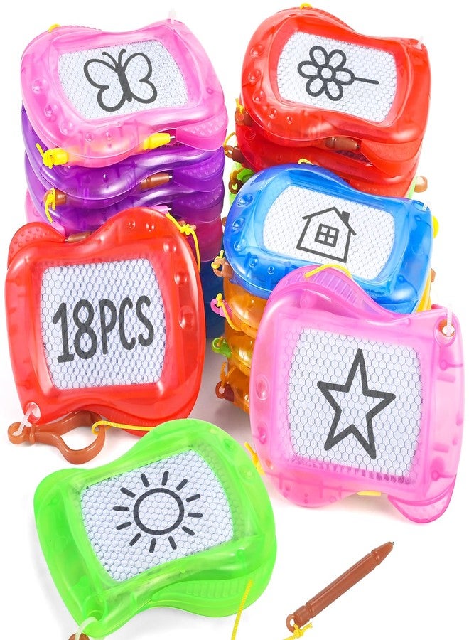 GOLDGE 18 Pcs Mini Magnetic Drawing Board for Kids (6 Colors) - Portable Doodle Sketch & Writing Pad with Erasable Surface, Fun Backpack Keychain Clip Art Toy, Birthday Party Favors for Boys Girls - Image 1