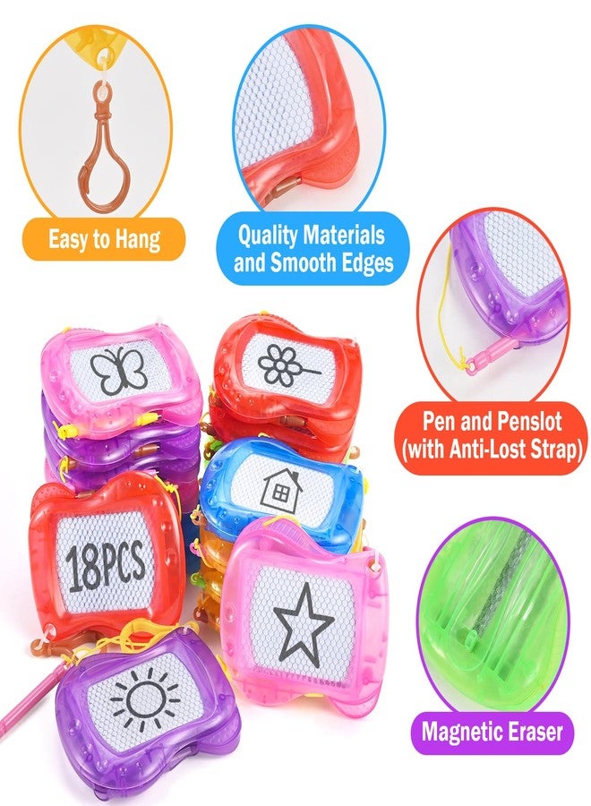 GOLDGE 18 Pcs Mini Magnetic Drawing Board for Kids (6 Colors) - Portable Doodle Sketch & Writing Pad with Erasable Surface, Fun Backpack Keychain Clip Art Toy, Birthday Party Favors for Boys Girls - Image 4