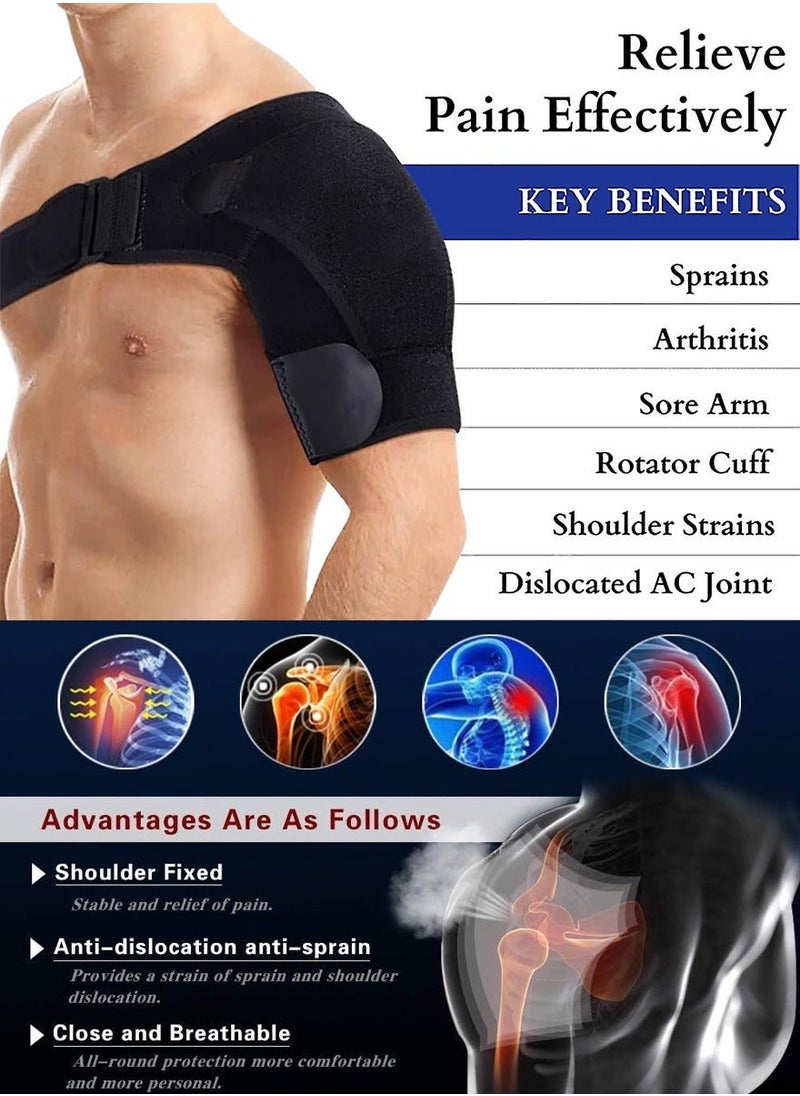 QUTOOB - Shoulder Stabilizer Brace with Pressure Pad for Shoulder Pain Relief, Dislocated AC Joint, Labrum Tear, Tendinitis, Dislocated Shoulder Brace, Compression Shoulder Brace for Arthritis and Rotator Cuff - Image 1